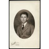 „Sugár” fotószalon, Rákoshegy (Budapest, elegáns fiú portréja, helytörténet, 1936, Horthy-korszak, 1930-as évek, Eredeti fotó, feliratozott papírkép.  