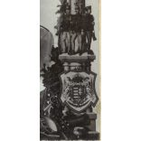 Zentner műterem, Bjelina (Brcka), Bosznia, magyar katona, tüzér portréja különös installációban, egyenruha, 1. világháború, Ferenc József, magyar címer, monarchia, 1910-es évek, Eredeti ritka kabinetf