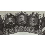 Zentner műterem, Bjelina (Brcka), Bosznia, magyar katona, tüzér portréja különös installációban, egyenruha, 1. világháború, Ferenc József, magyar címer, monarchia, 1910-es évek, Eredeti ritka kabinetf