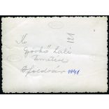 Katonatemetés, Dunaföldvár, Györkő Lajos hősi halott temetése, katona, egyenruha, 2. világháború, Tolna megye, Horthy-korszak, helytörténet, 1941, 1940-es évek, Eredeti fotó, feliratozott papírkép.  