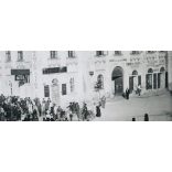 Katonatemetés, Dunaföldvár, Györkő Lajos hősi halott temetése,  katona, egyenruha, koporsó, üzlet, kirakat, patika, város, 2. világháború, Tolna megye, Horthy-korszak, helytörténet, 1941, 1940-es évek