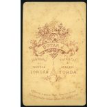 Botár J. fényképész és festész, Torda, Erdély, gyerek (kisfiú) csíkos zokniban, monarchia,  1890-es évek, Eredeti CDV, vizitkártya fotó.   