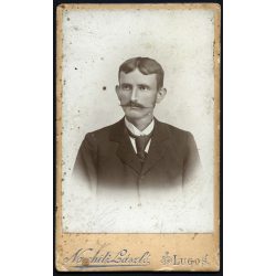   Naschitz László műterme, Lugos, Erdély, elegáns bajuszos férfi portréja, nyakkendő, monarchia,  1890-es évek, Eredeti CDV, vizitkártya fotó.  