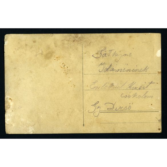 Győrfy Dezső egyenruhában, 1. világháború, katona, festett háttér, monarchia, 1910-es évek, Eredeti fotó, szignózott papírkép.