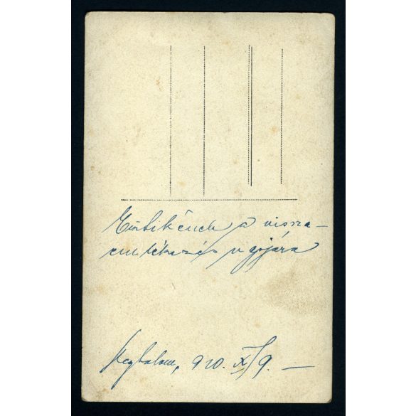 Esküvő, lakodalom, Szeghalom, vőlegény, menyasszony, 1920, 1920-as évek, Békés megye, helytörténet, Eredeti fotó, hátulján feliratozott papírkép. 