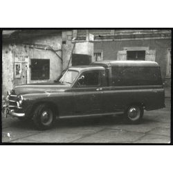   Ritka Warsawa (Warszawa) pick-up autó, a Déligyümölcs Vállalat gépkocsija, teherautó, jármű, közlekedés, szocializmus, 1960-as évek, Eredeti fotó, hátulján feliratozott papírkép.  