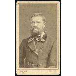 Gévay Béla műterme, Budapest, elegáns szakállas férfi portréja, helytörténet, monarchia, 1870-es évek, Eredeti CDV, vizitkártya fotó.   