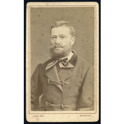   Gévay Béla műterme, Budapest, elegáns szakállas férfi portréja, helytörténet, monarchia, 1870-es évek, Eredeti CDV, vizitkártya fotó.   