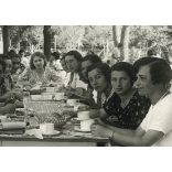 Lányok reggeliznek, Balatonlelle, nyaralók, Balaton, Horthy-korszak, helytörténet, Somogy megye, 1936., 1930-as évek, Eredeti fotó, papírkép.   