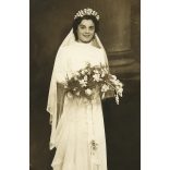 Molnár Erzsi műterme, Budapest, menyasszony virágcsokorral, virág, esküvő, ünnep, Horthy-korszak, 1930-as évek, Eredeti fotó, papírkép. 