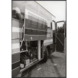   Nagyobb méret! Az Ikarus 254 tourist típusú, légkondicionált gépjárművének motortere, Magyarország, jármű, busz, közlekedéstörténet, 1970-es évek, Eredeti fotó, papírkép.   