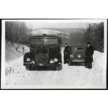 Austro-Fiat 745 teherautó, Fiat személygépkocsi, magyar rendszám, jármű, közlekedés,   kommunizmus, 1950-es évek, Eredeti fotó, papírkép. 