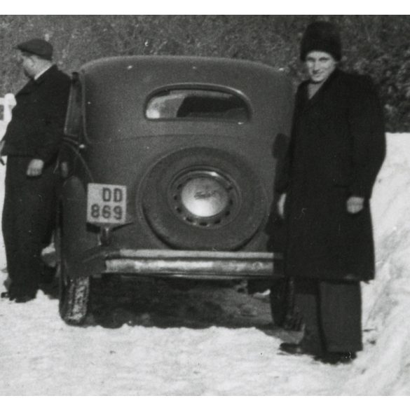 Austro-Fiat 745 teherautó, Fiat személygépkocsi, magyar rendszám, jármű, közlekedés,   kommunizmus, 1950-es évek, Eredeti fotó, papírkép. 