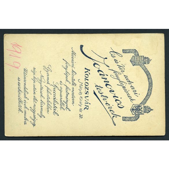 Joánovics műterem, Kolozsvár,  Erdély, elegáns szakállas úr portréja, 1910-es évek, Eredeti kabinetfotó.