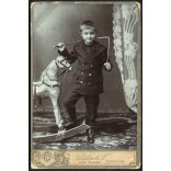 Piétsch műterem, Szabadka, Vajdaság, kisfiú hintalóval, ostorral, matrózblúz, játék, Szalaczi Sándor, monarchia, helytörténet, 1890-es évek, Eredeti kabinetfotó. 