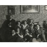 Úri társaság Jacob Czapka zongorával, Mátranovák, hangszer, lakásbelső, Horthy-korszak, helytörténet, Nógrád megye, 1933, 1930-as évek, Eredeti fotó, papírkép. 