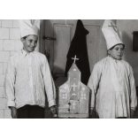 Gyerekek karácsonyi előadása, díszlet, templom, Horthy-korszak, egyház, vallás, helytörténet, 1930-as évek, Eredeti fotó, papírkép.   