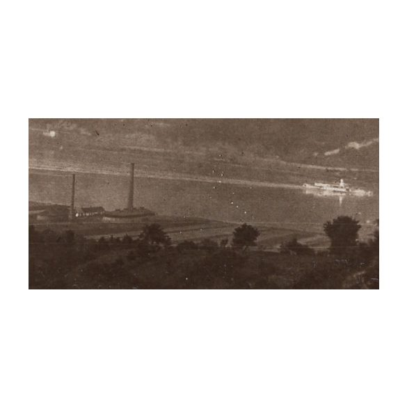 Dunai panoráma Dömsödön, Dömös, látkép, Horthy-korszak, hajó, gyár, helytörténet, 1921. július 29. 1920-as évek, Eredeti fotó, papírkép.   