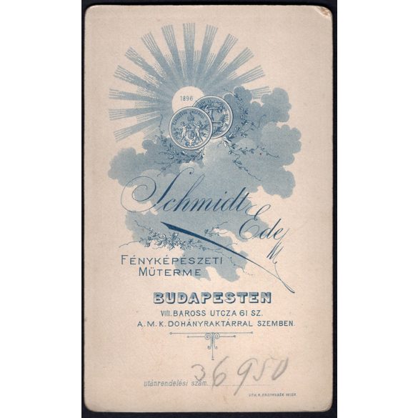 Schmidt Ede fényképészeti műterme, Budapest, kislány hullahopp karikával, monarchia, 1890, 1890-es évek, Eredeti CDV, vizitkártya fotó.  