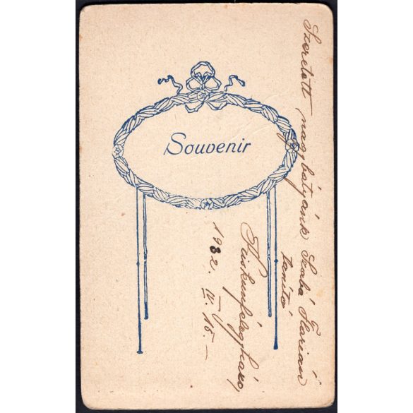 Wesel Hugó műterme, Kunfélegyháza, Kiskunfélegyháza, elegáns bajuszos úr, Szabó Flórián, tanító, portréja, Horthy-korszak, 1932, 1930-as évek, Eredeti CDV, vizitkártya fotó.   