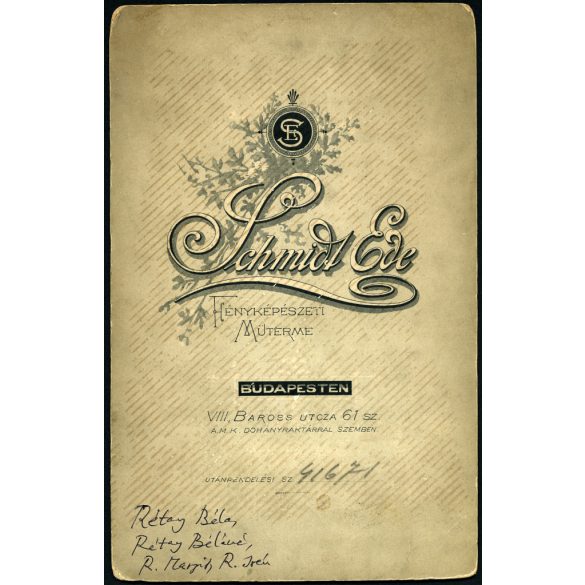 Nagyobb méret, Schmidt Ede műterme, hahóti Rétay Béla (az Egyházi Műipari Intézet egyik alapítója-tulajdonosa) és családja, bajusz, Rétay Margit író. műfordító, elegáns polgárcsalád, monarchia, 1890-e