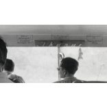 Nagyobb méret, utazás autóbuszon, Ikarus 55 busz belseje, jármű, közlekedés, szocializmus, 1956, 1950-es évek, Eredeti fotó, papírkép. 