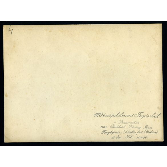 Nagyobb méret, Schaffer fotó, Budapest, 120 éves jubileumi Jogászbál, Pannonia Szálló, bálelnök Körössy János,  Horthy-korszak, 1934, 1930-as évek, Eredeti fotó, papírkép.  