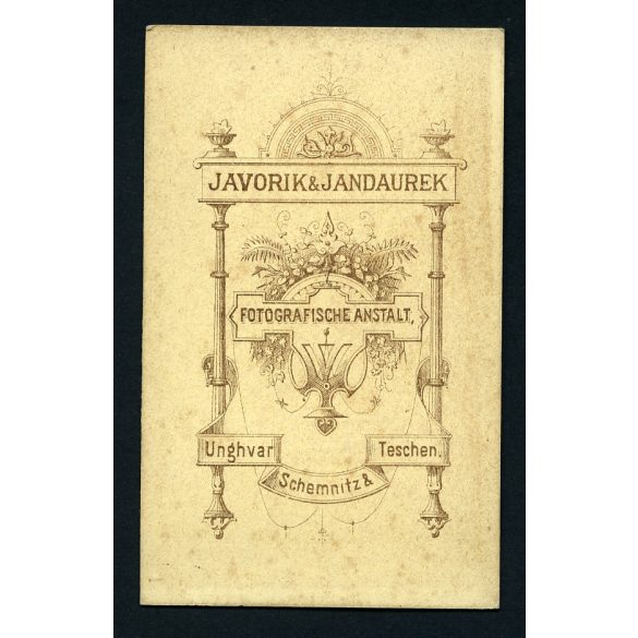 Javorik & Jandaurek műterem, Ungvár, Kárpátalja,  elegáns nő portréja, monarchia, 1890, 1890-es évek, Eredeti CDV, vizitkártya fotó.   