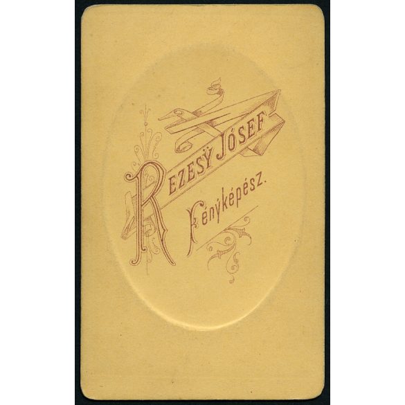 Rezesy Jósef műterme, elegáns szakállas férfi portréja, 1870-es évek, Eredeti, dombornyomott CDV, vizitkártya fotó.  