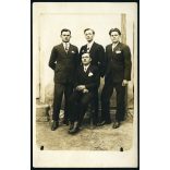 Payka fényképész, Rétság, férfiak ünneplő ruhában, cigaretta, Horthy-korszak, helytörténet, Nógrád megye, 1920-as évek, Eredeti fotó, papírkép.  