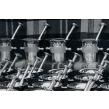 A rézmozsár készítő mester termékei, különös, foglalkozás, műhely, Horthy-korszak, helytörténet, 1930-as évek, Eredeti fotó, kartonra ragasztott papírkép.   