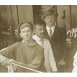 „Atelier Betty, Fiume-Abbazia, utazás tengerjáró gőzhajón, csodálatos kalapok, jármű, közlekedés, Monarchia, 1914, 1910-es évek, Eredeti fotóképeslap fotó, papírkép, Fiuméből Temesvárra küldve. 