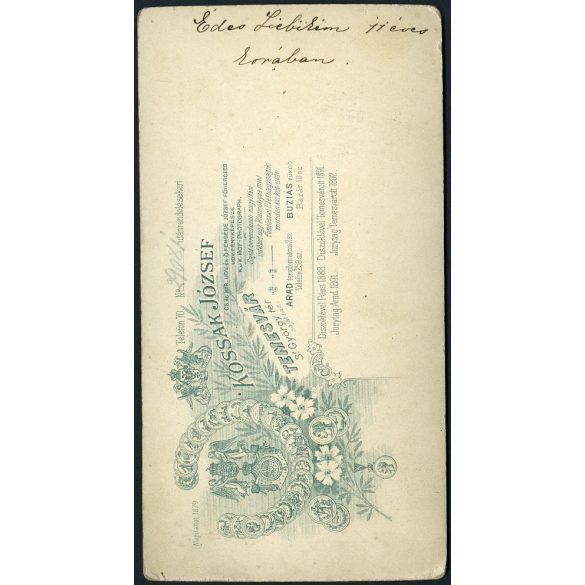 Kossak műterem, Temesvár, Erdély, elsőáldozó lány portréja, ünnep, egyház, monarchia, 1890-es évek, Eredeti kabinetfotó. 