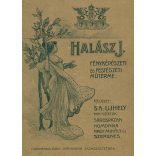 Nagyobb méret, Halász műterem, Sátoraljaújhely, esküvő, menyasszony, vőlegény, bajusz, virág, monarchia, 1900-as évek, Eredeti kabinetfotó gyönyörű szecessziós hátlappal, felül törésnyom. 