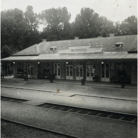 Vasútállomás, Balatonszemes, Balaton, közlekedés, vonat, Horthy-korszak, 1930-as évek, Eredeti fotó, papírkép.   