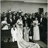 Templomi esküvő, menyasszony, vőlegény, ünnep, Horthy-korszak, 1930-as évek, Eredeti fotó, papírkép.   