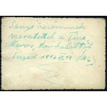 Fiatal férfi a Tisza és Maros folyók torkolatánál, Szeged, Csongrád-Csanád megye, Horthy-korszak, 1943, 1940-es évek, Eredeti fotó, hátulján feliratozott papírkép. 