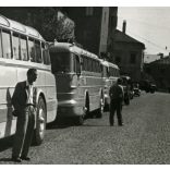Korai Ikarus 55-ös buszok, Mávaut, jármű, közlekedés, szocializmus, 1950-es évek, Eredeti fotó, papírkép. 