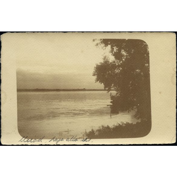 Hajóállomás, Uszód, kikötő a Duna partján, közlekedés, helytörténet, Bács-Kiskun megye, 1910-es évek, Eredeti fotó, papírkép.  