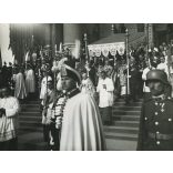 Nagyobb méret, Szendrő István jelzetlen fotóművészeti alkotása, Pacelli bíboros (később XII. Piusz pápa) az Eucharisztikus Kongresszuson, Budapest, Szent István Bazilika, 1938, 1930-as évek. Horthy-korszak, Eredeti feliratozott fotó, papírkép. Dekorá