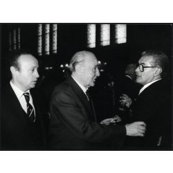   Nagyobb méret, Kádár János, Agárdy Gábor színész, Sas József komikus, Budapest, Országház Vadászterem, politika, művész, parlament, szocializmus, 1970-es évek, Eredeti fotó, papírkép.   