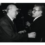 Nagyobb méret, Kádár János, Agárdy Gábor színész, Sas József komikus, Budapest, Országház Vadászterem, politika, művész, parlament, szocializmus, 1970-es évek, Eredeti fotó, papírkép.   