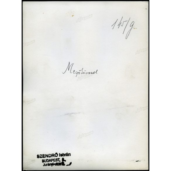 Nagyobb méret, Szendrő István fotóművészeti alkotása, gyönyörű matyó menyasszony a templom előtt, esküvő, népviselet, ünnep, néprajz, palóc (?) Borsod-Abaúj-Zemplén megye, 1930-as évek. Eredeti, pecséttel jelzett fotó, papírkép, Agfa Brovira papíron.