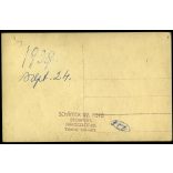 Schaffer fotó, ifjú pár a cserépkályhánál, Budapest, esküvő, menyasszony, vőlegény, szobabelső, virág, Horthy-korszak, 1938, 1930-as évek, Eredeti fotó, pecséttel jelzett papírkép. 