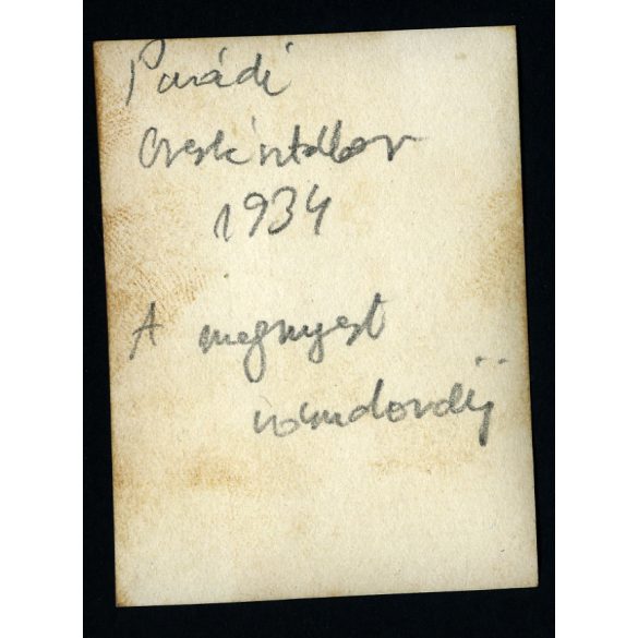 Cserkésztábor, Parád, a megnyert vándordíj, szobor magyar zászlóval, helytörténet, Horthy-korszak, 1934, 1930-as évek, Eredeti fotó, hátulján feliratozott papírkép.