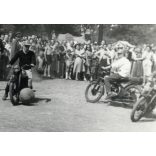 Motoros foci, focimeccs Csepel motorkerékpárokkal, ritka, különös, jármű, közlekedés, kommunizmus, 1950-es évek, Eredeti fotó, papírkép.  