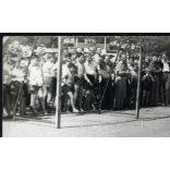 Motoros foci, focimeccs Csepel motorkerékpárokkal, ritka, különös, jármű, közlekedés, kommunizmus, 1950-es évek, Eredeti fotó, papírkép.  