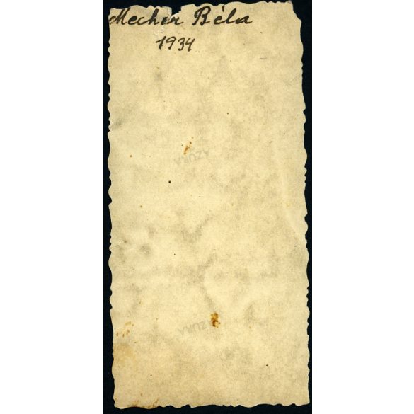 Mecher Béla cserkész egyenruhában, kalap, csizma, fokos, Horthy-korszak, 1934, 1930-as évek, Eredeti fotó, hátulján feliratozott papírkép.  