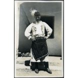 vitéz Soós Lukács helyi népviseletben, Kapuvár, Horthy-korszak, helytörténet, néprajz, Győr-Moson-Sopron megye, 1940. június, 1940-es évek, Eredeti fotó, hátulján feliratozott papírkép.   