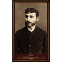   Császár műterem, Kolozsvár, Erdély,  elegáns szakállas úr portréja, Nuricsán Károly (?), monarchia, 1885, 1880-as évek, Eredeti CDV, hátulján Tordán feliratozott és szignózott vizitkártya fotó.  